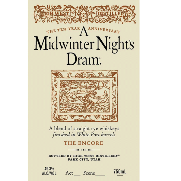 High West A Midwinter Nightโs Dram The Encore Blend of Straight Ryes